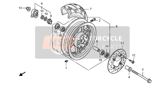 Honda PES125 2010 FRONT WHEEL for a 2010 Honda PES125